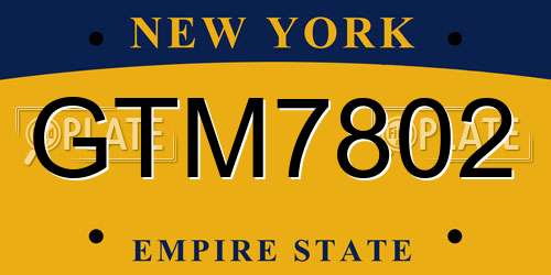GTM7802 New York License Plate
