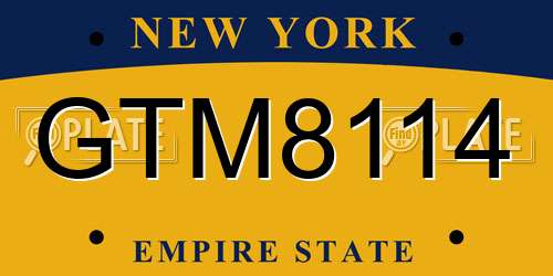 GTM8114 New York License Plate