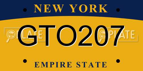 GTO207 New York License Plate
