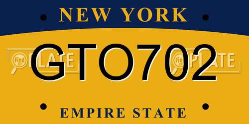 GTO702 New York License Plate