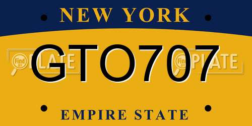 GTO707 New York License Plate