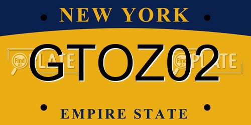 GTOZ02 New York License Plate