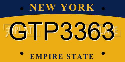 GTP3363 New York License Plate
