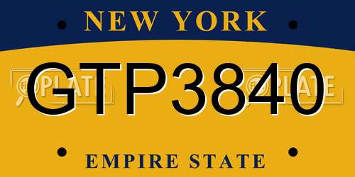 GTP3840 New York License Plate