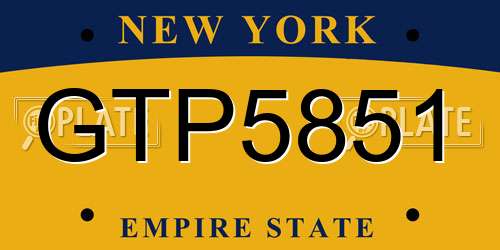 GTP5851 New York License Plate