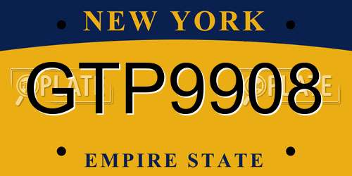 GTP9908 New York License Plate