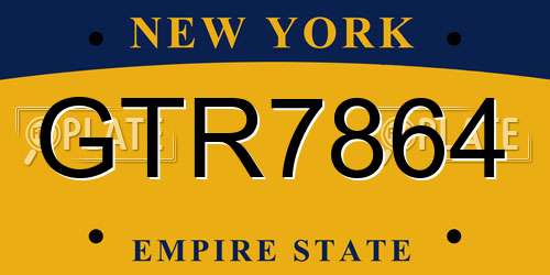 GTR7864 New York License Plate