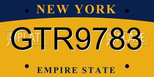 GTR9783 New York License Plate