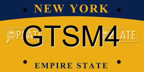 GTSM4 New York License Plate