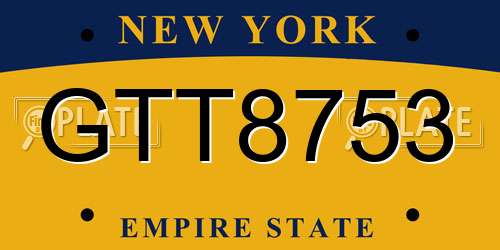 GTT8753 New York License Plate
