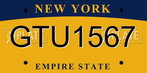 GTU1567 New York License Plate