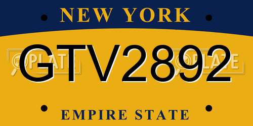 GTV2892 New York License Plate