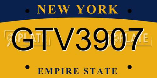 GTV3907 New York License Plate