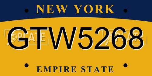 GTW5268 New York License Plate