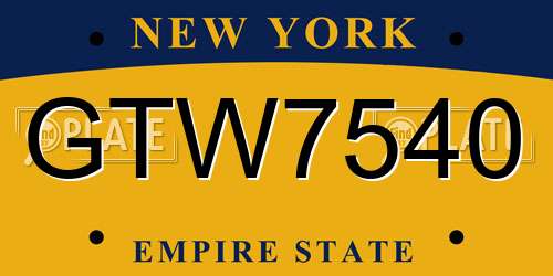 GTW7540 New York License Plate