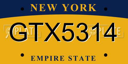 GTX5314 New York License Plate