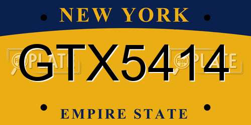 GTX5414 New York License Plate