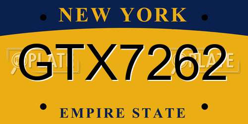 GTX7262 New York License Plate