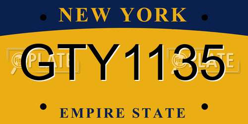 GTY1135 New York License Plate