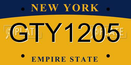 GTY1205 New York License Plate