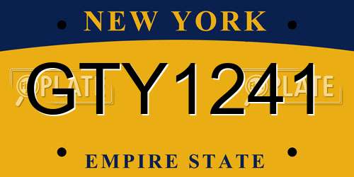 GTY1241 New York License Plate