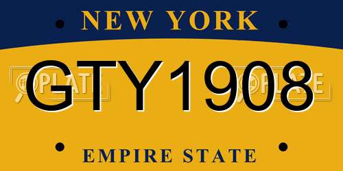 GTY1908 New York License Plate