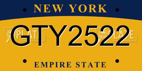 GTY2522 New York License Plate