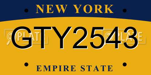 GTY2543 New York License Plate