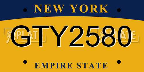 GTY2580 New York License Plate
