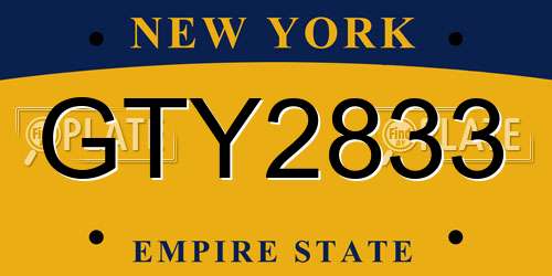 GTY2833 New York License Plate