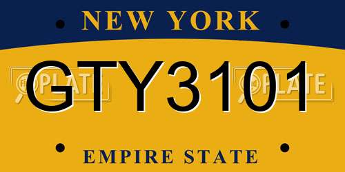 GTY3101 New York License Plate