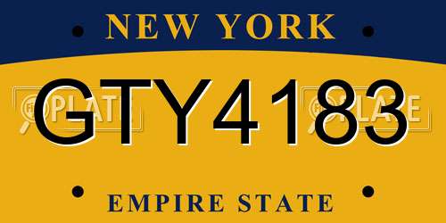 GTY4183 New York License Plate