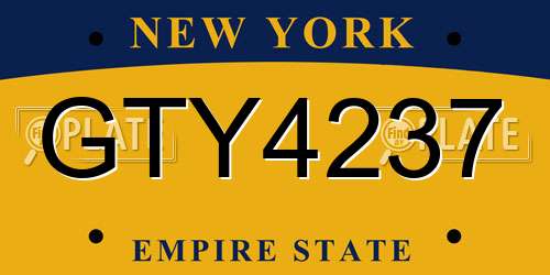 GTY4237 New York License Plate
