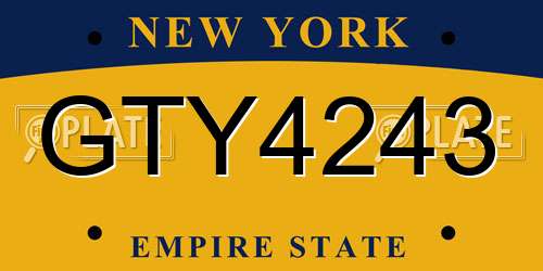 GTY4243 New York License Plate