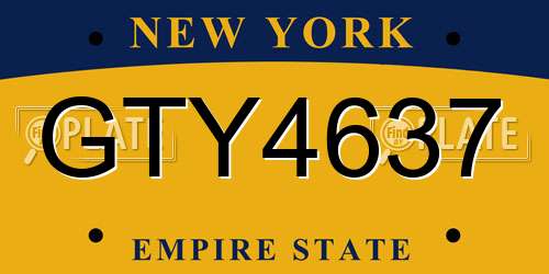 GTY4637 New York License Plate
