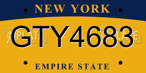 GTY4683 New York License Plate