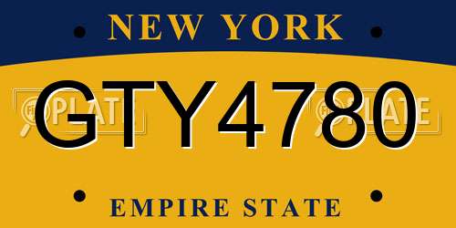 GTY4780 New York License Plate
