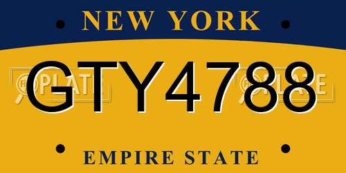 GTY4788 New York License Plate