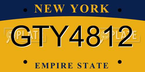 GTY4812 New York License Plate