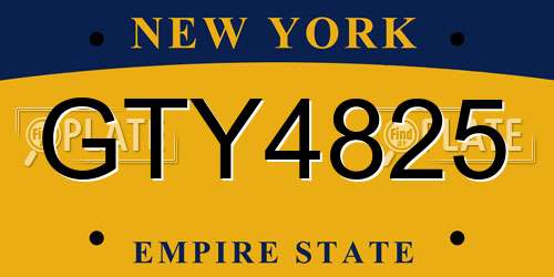 GTY4825 New York License Plate