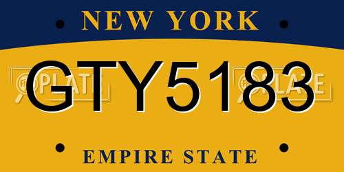 GTY5183 New York License Plate
