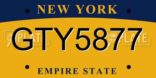 GTY5877 New York License Plate