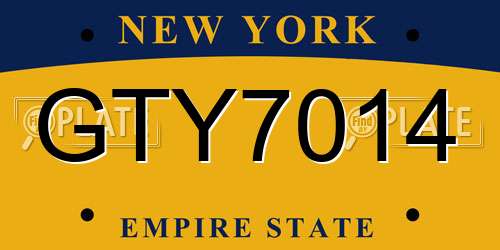GTY7014 New York License Plate