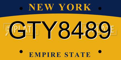GTY8489 New York License Plate
