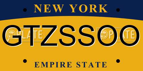 GTZSSOO New York License Plate