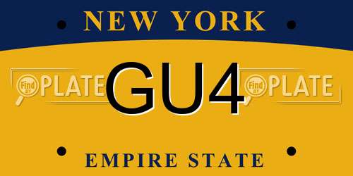 GU4 New York License Plate