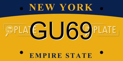 GU69 New York License Plate