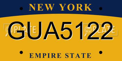 GUA5122 New York License Plate
