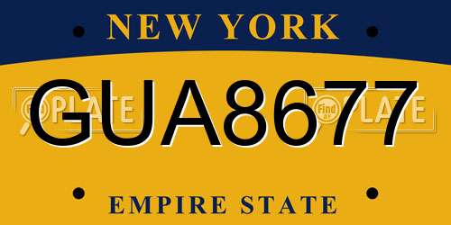 GUA8677 New York License Plate