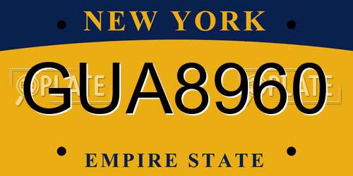 GUA8960 New York License Plate
